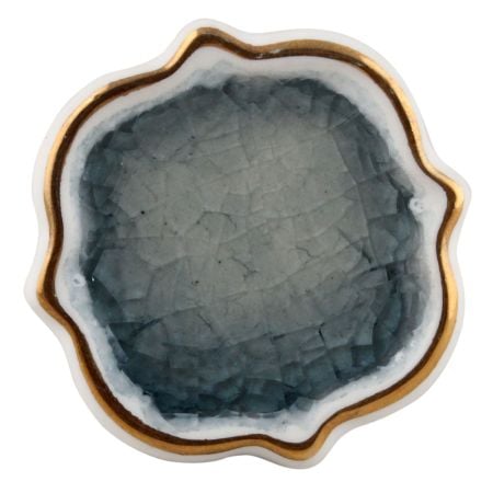 Grey Solid Gold Line Ceramic Dresser Knob