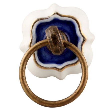 Navy Blue Solid Gold Line Ceramic Cabinet Knobs