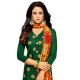 Bottle Green  Dress Material  In Jam Silk Kurta Cotton Bottom And Matching Maslin Dupatta