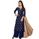 Navy Blue Dress Material  In Jam Silk Kurta Cotton Bottom And Matching Maslin Dupatta
