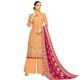 Pastel Orange Dress Material Upada Silk Kurta Santoon Bottom And Dark Pink Naznin Chiffon Dupatta