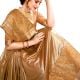 Golden Lycra Embroidery Saree with Blouse Piece