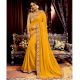 Georgette Solid Ruffle Saree (Yellow) With Heavy Embroidered Blouse
