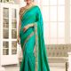 Paper Silk Saree With Blouse Piece Turquoise
