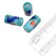 Turquoise Swirl Painted Cylindical Loose Glass Beads Jewelry Accessories (12 in Pack)
