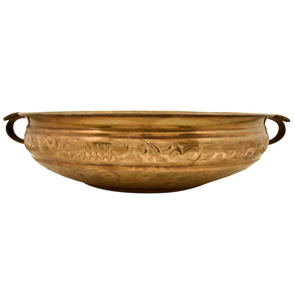 Handicrafted Indian Hammered Floral Design Brass Urli Bowl