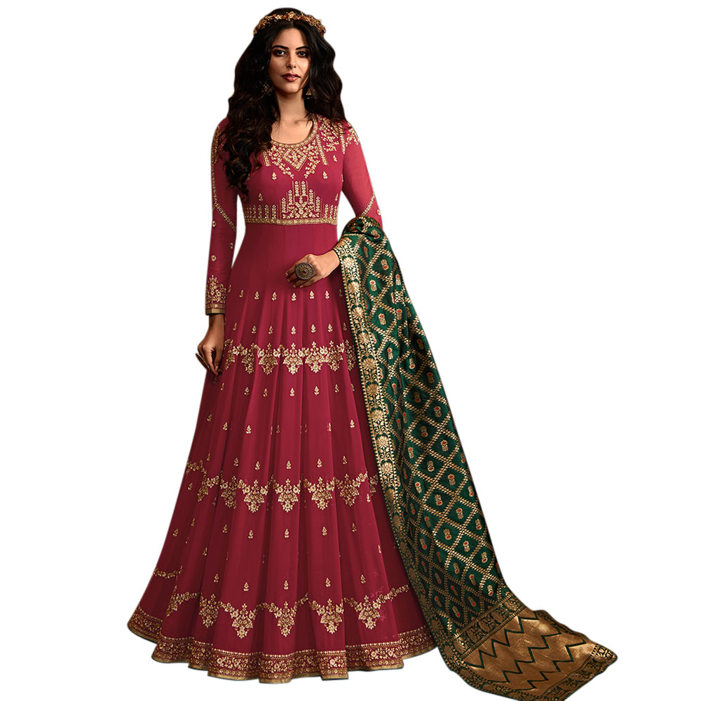 embroidered semi stitched dress