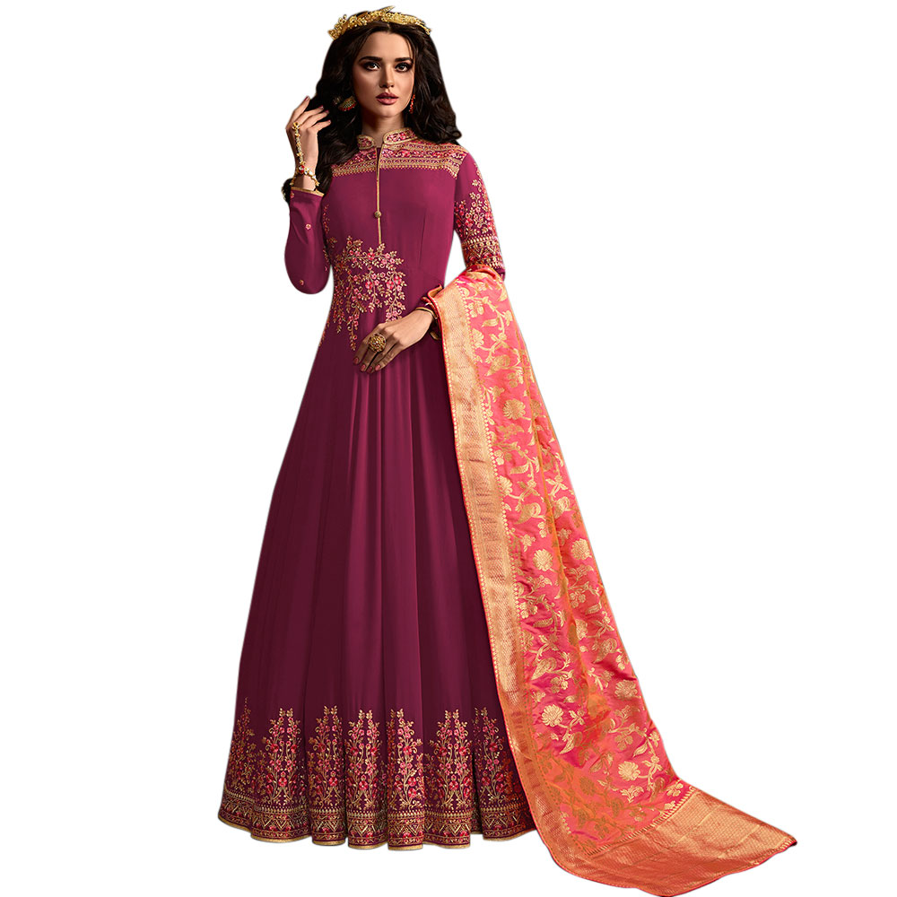 embroidered semi stitched dress