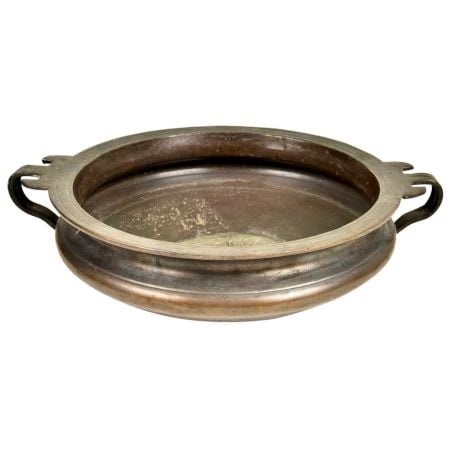 Hand Crafted Urli Brass Bowl With Two Handles