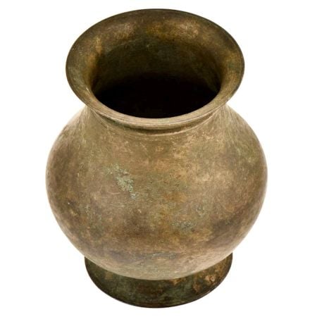 Indian Brass Lota Pot With a Wide Mouth And Bulging Centre