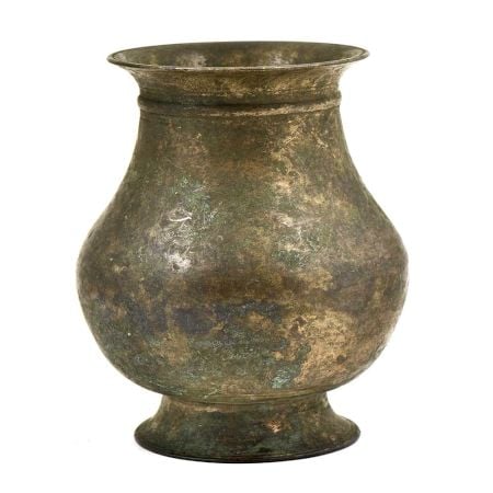 Indian Brass Lota Pot With a Wide Mouth And Bulging Centre