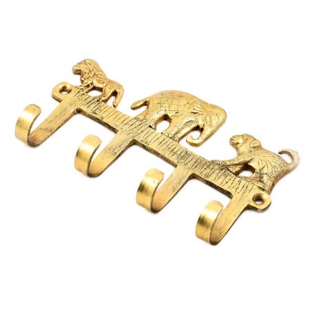 Brass Lion Elephant And Monkey Statue Key Clothes Holder