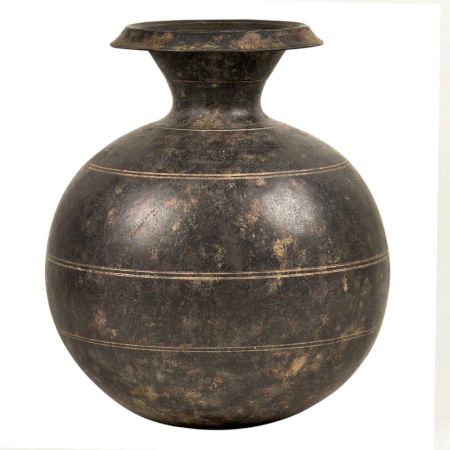 Black Indian Brass Loti Water Pot & Planter