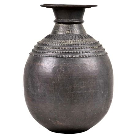 Indian Black Copper Hand Engraved Big Water Pot & Planter