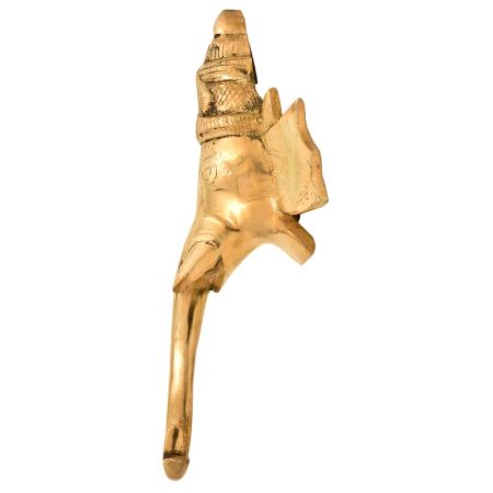 Golden Brass Ganpati Head And Trunk Wall Hanging