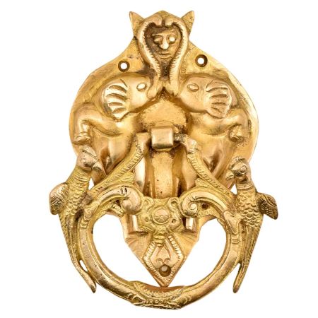 Brass Demon face in Two elephant Trunk And Two Birds Door Knocker