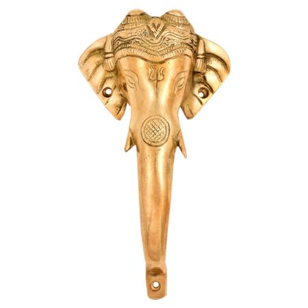 Handmade Brass Elephant Door Handle With A Trident Engraved