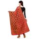Marron Golden Banarsi Art Silk Dupappa