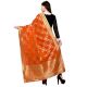 Orange Woven Design Banarsi Silk Dupatta