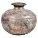 Old Brass Water Storage Pot With Leaves Engraved Near The Mouth