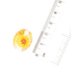 Red Flower Inside Yellow Flower Clear Loose Oval Shape Jewellery Beads (12 in Pack)