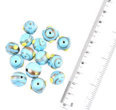Sky Blue Round Lampwork Glass Loose Spacer Beads (12 in Pack)