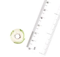 Green Abstract Design White Round Loose Glass Jewelry Beads (12 in Pack)