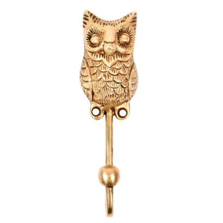 Brass Owl Metal Coat Key Towel Hook Hanger