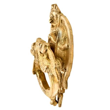 Golden Brass Bat Head With Peacock Statues On The Knocker Ring