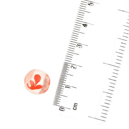 Orange Flower Painted Clear Loose Round Jewellery Beads (12 in Pack)
