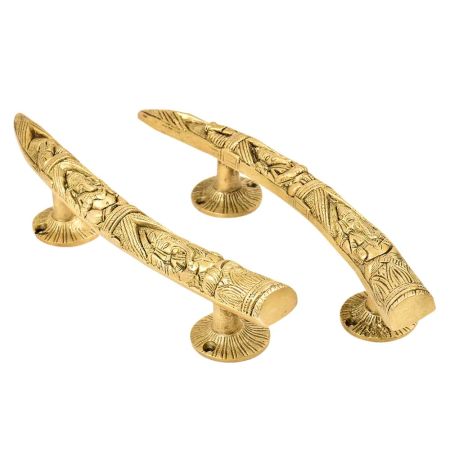 Handmade Tuskar Style Ganesha Carving Brass Door PullÂ Handle
