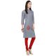 Grey South Cotton Stitched Satin Fabric Kurtis With Full Cotton Inner