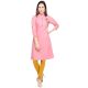 Baby Pink Cotton Stitched Satin Fabric Kurtis With Full Cotton Inner