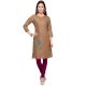 Light Brown Cotton Stitched Satin Fabric Kurtis With Full Cotton Inner