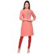 Peach Cotton Stitched Satin Fabric Kurtis With Full Cotton Inner