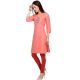 Peach Cotton Stitched Satin Fabric Kurtis With Full Cotton Inner