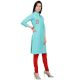 Blue Cotton Stitched Satin Fabric Kurtis With Full Cotton Inner