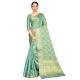 Cyan Firozi Color Lichi 2 Tone Silk SareeÂ Weaved Saree With Blouse Piece