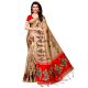 Chiku Beige Kathak Women's Khadi Silk Printed Saree With Blouse Piece