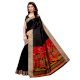 Black Khadi Silk Printed Kalamkari Saree With Tessle And Blouse Piece