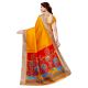 Yellow Khadi Silk Printed Kalamkari Saree With Tessle And Blouse Piece