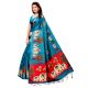 Sea Green BaraatÂ Casual Khadi Silk Printed Kalamkari Saree With Blouse Piece Tessle