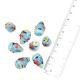 Blue Stripe Embossed Colorful  Flower Glass Beads For Jewelry Making Loose Egg Shape (12 in Pack)
