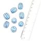 Blue Loose Jewelry Glass Beads With Abstract Repeated Breaking Lines Texture (12 in Pack)