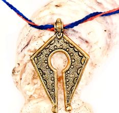 Golden Polish  Aluminum Tribal Style  Key Hole Escutcheon Pendant Necklace