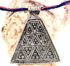 Handmade Silver Aluminum Metal Triangle Pyramid Naga Tribal Pendant Necklace