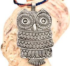 Petite Owl Pendant Silver Aluminum Metal Owl Night Bird