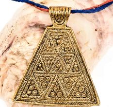 Handmade Golden Aluminum Metal Triangle Pyramid Naga Tribal Pendant Necklace
