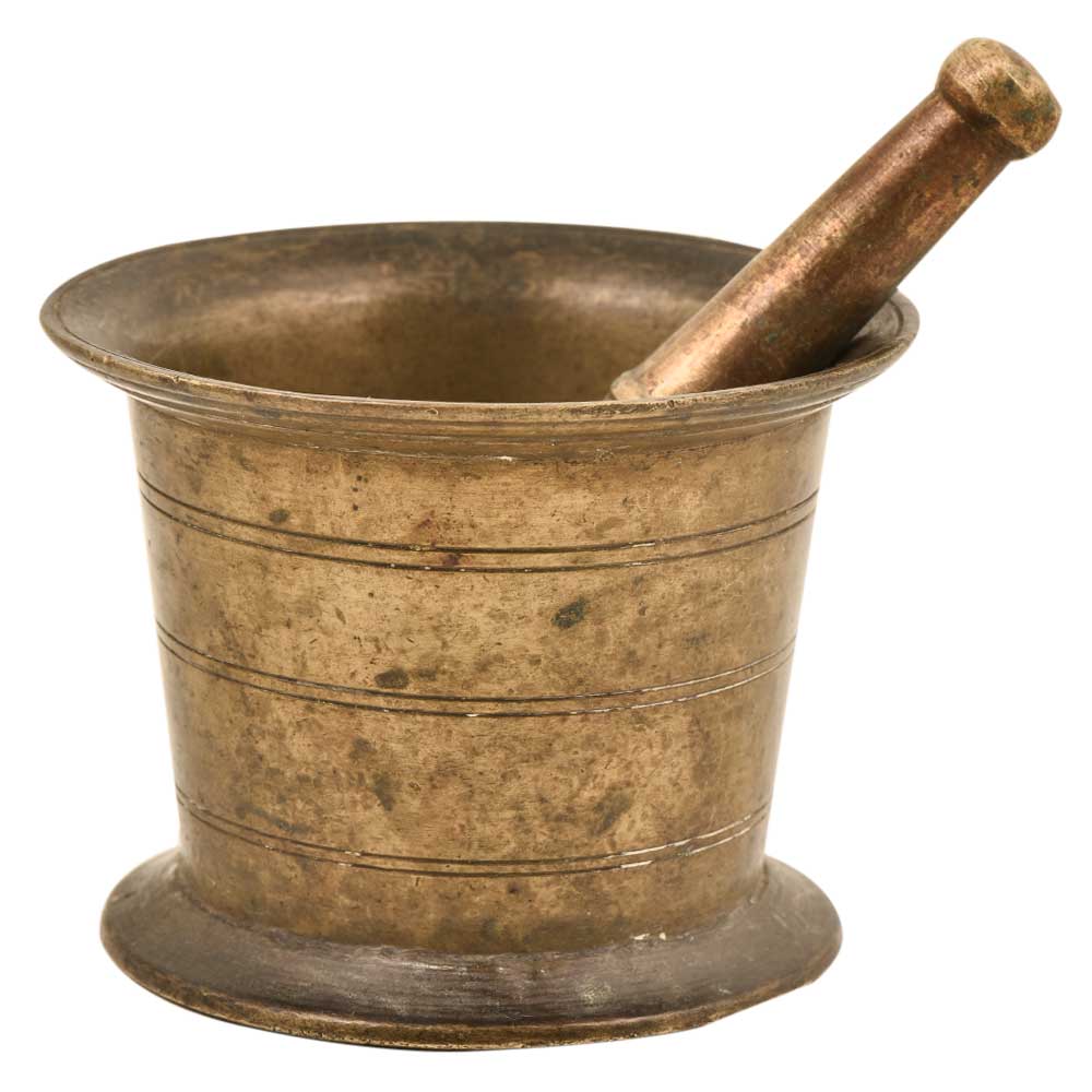 Indian Brass Mortar And Pestle