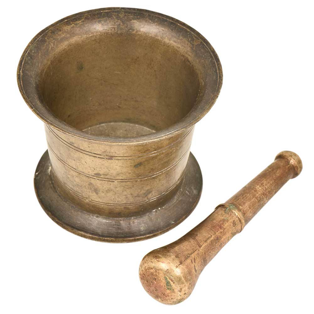 Indian Brass Mortar And Pestle